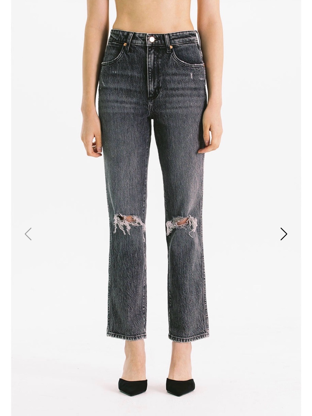 Wrangler Wild West High Rise Straight Leg Distressed Gray Jeans W28 L28 - Picture 3 of 10